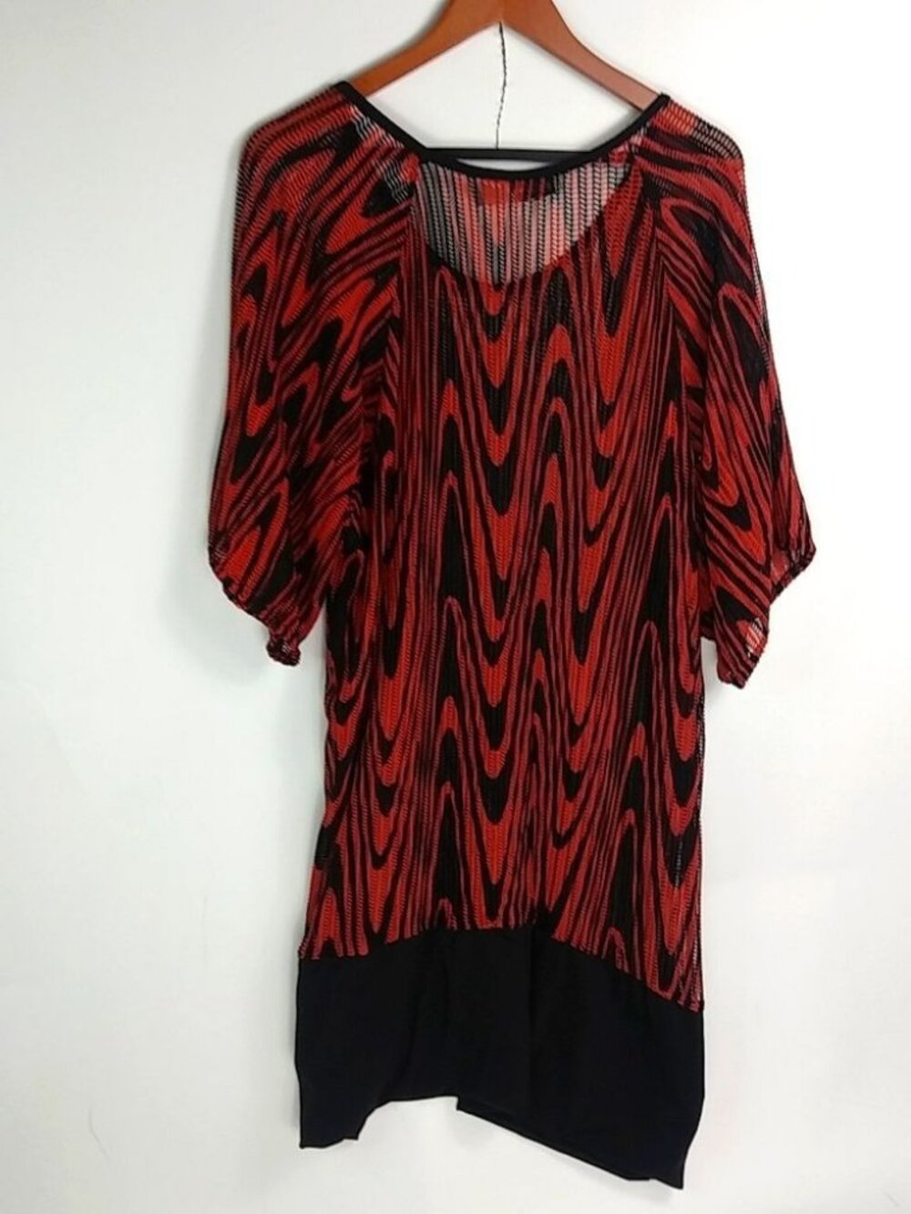 Gold Flava 32 Vintage Red Black Mesh Tunic Dress